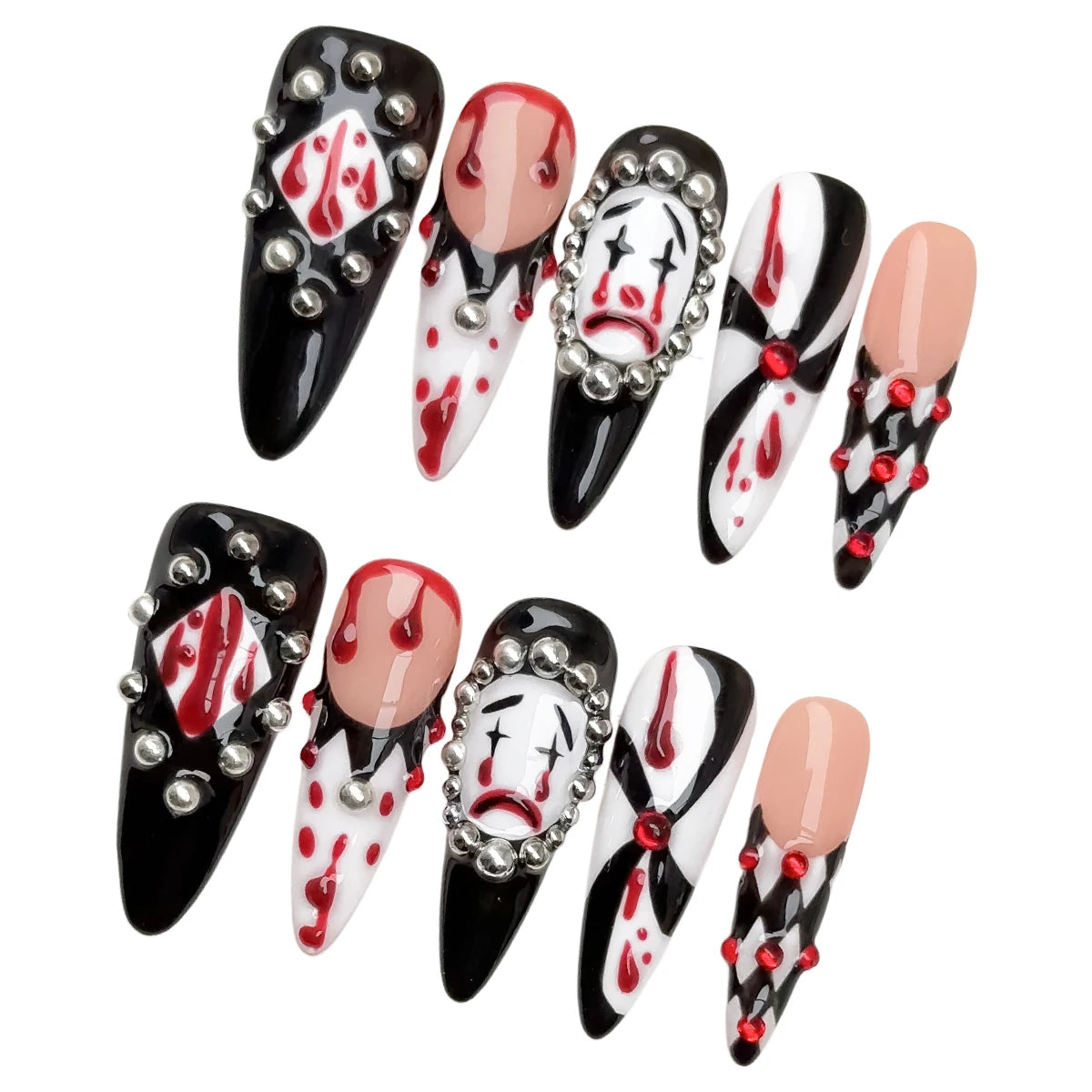 Almond Bloody Clown Nails🖤