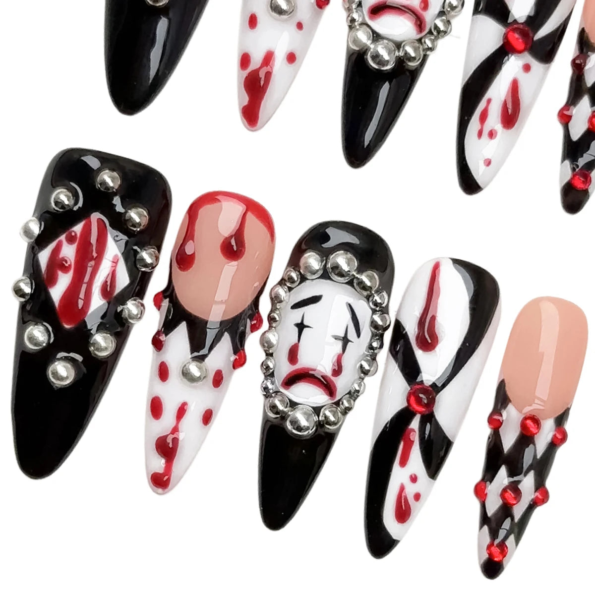 Almond Bloody Clown Nails🖤