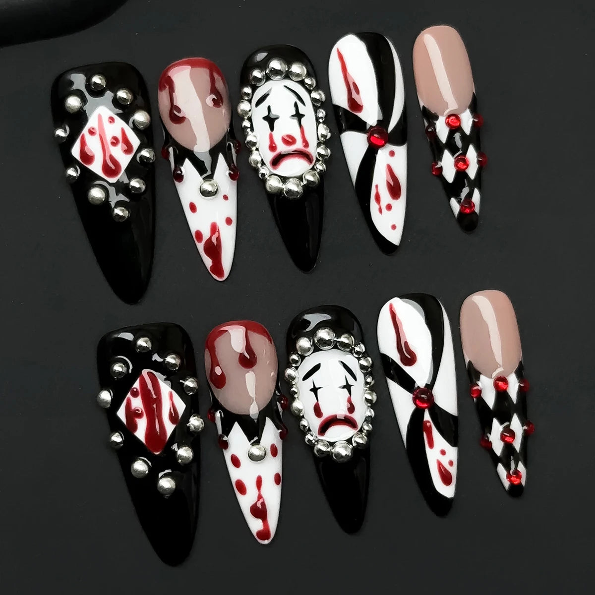 Almond Bloody Clown Nails🖤