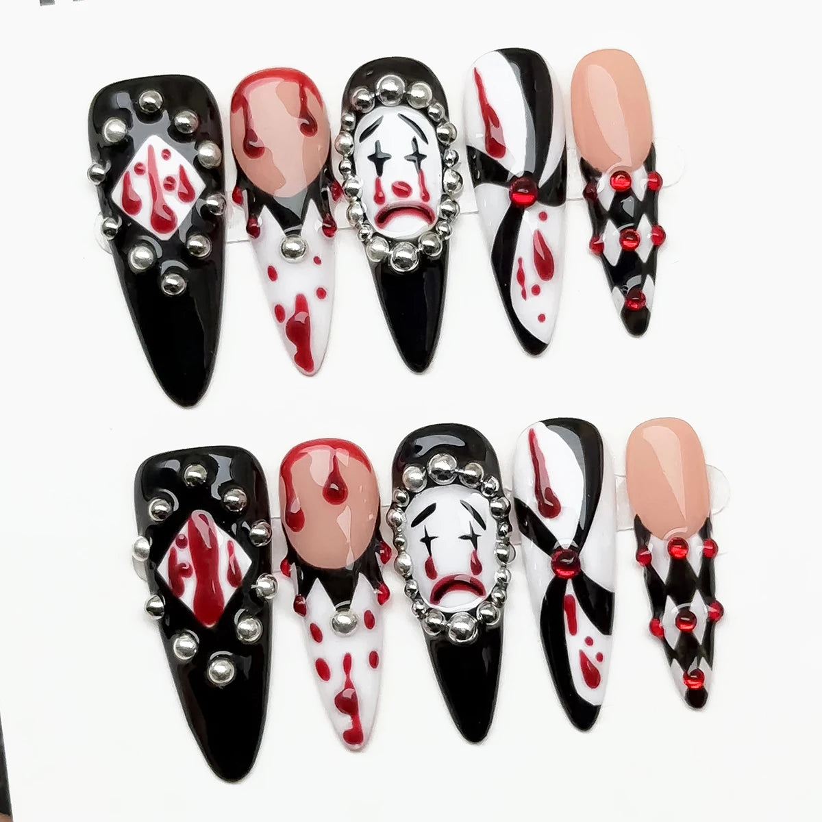 Almond Bloody Clown Nails🖤