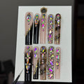 Handmade Luxury Press-On Nails – 3D Rhinestone & Gold Sequin Design✨