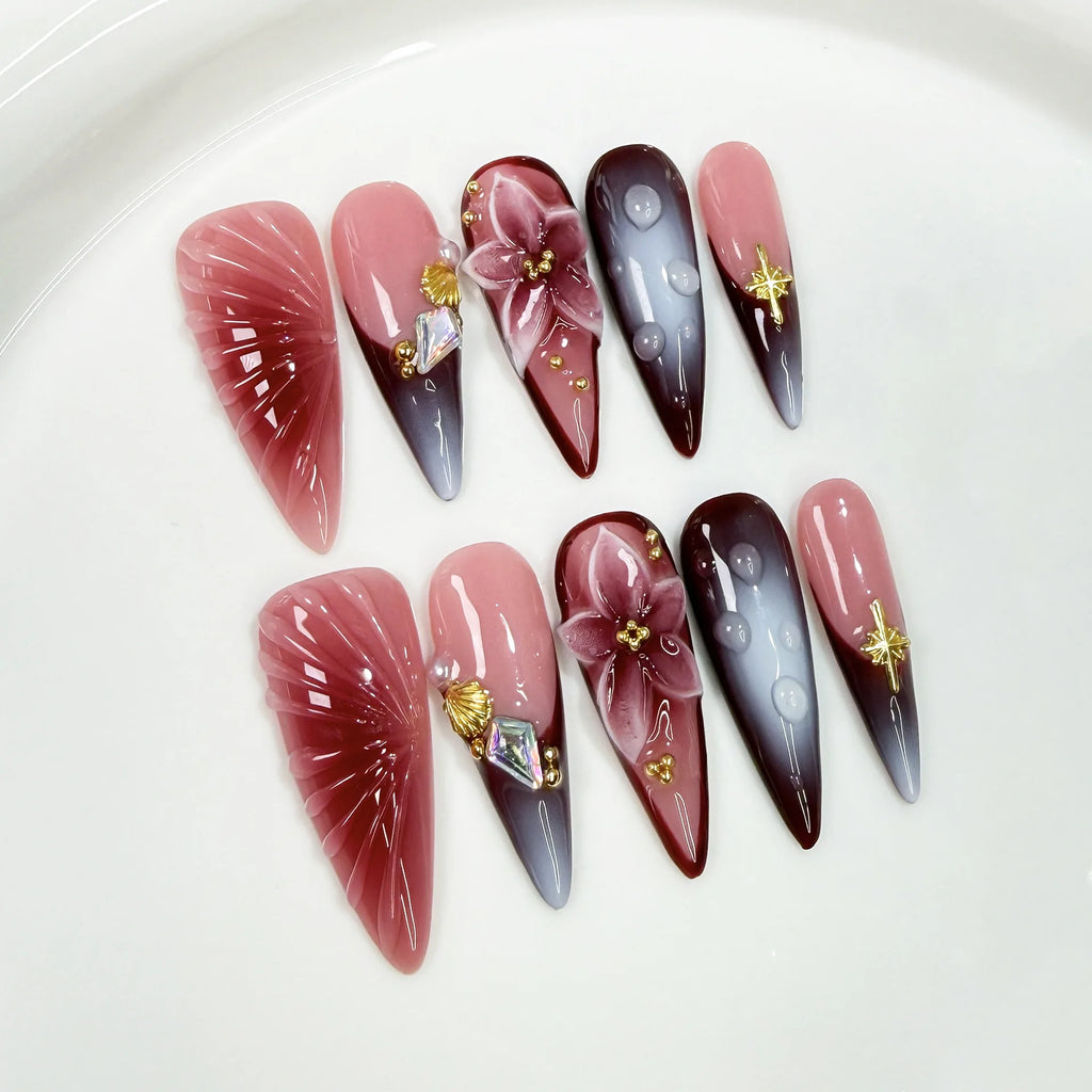 Summer Stiletto Press-On Nails ☀️🌸