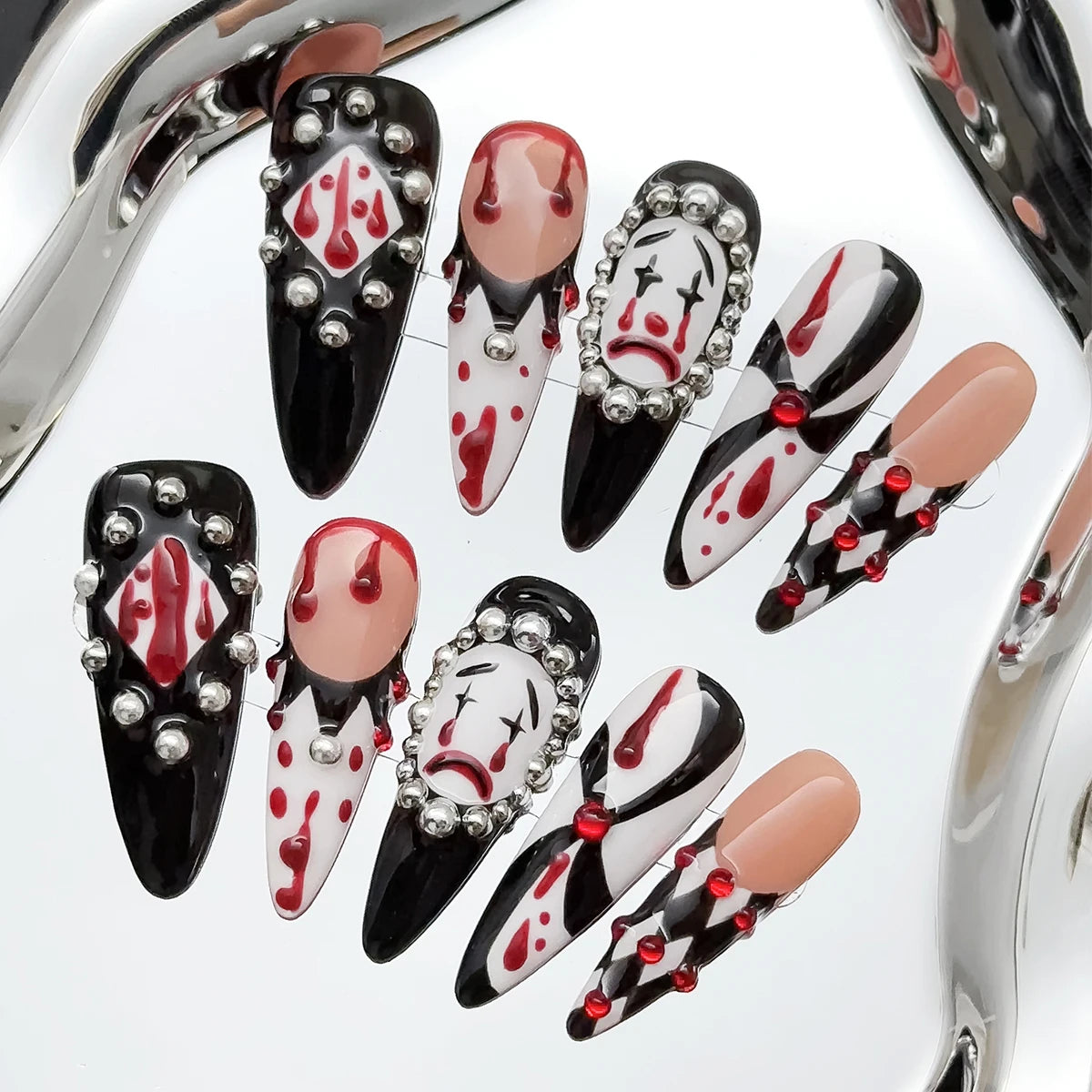 Almond Bloody Clown Nails🖤