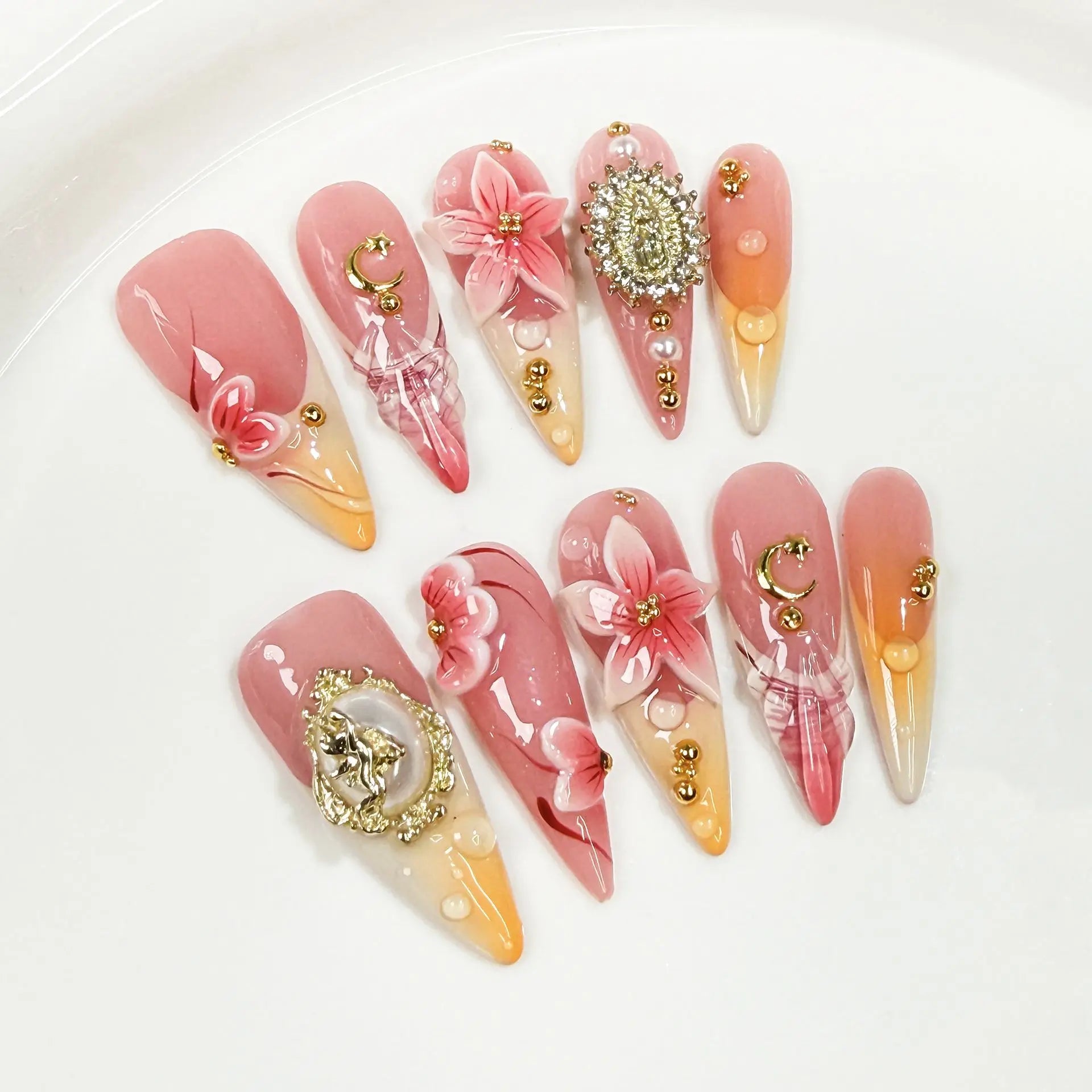 Summer Stiletto Press-On Nails ☀️🌸