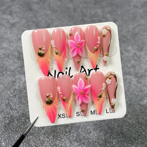 Summer Stiletto Press-On Nails ☀️🌸