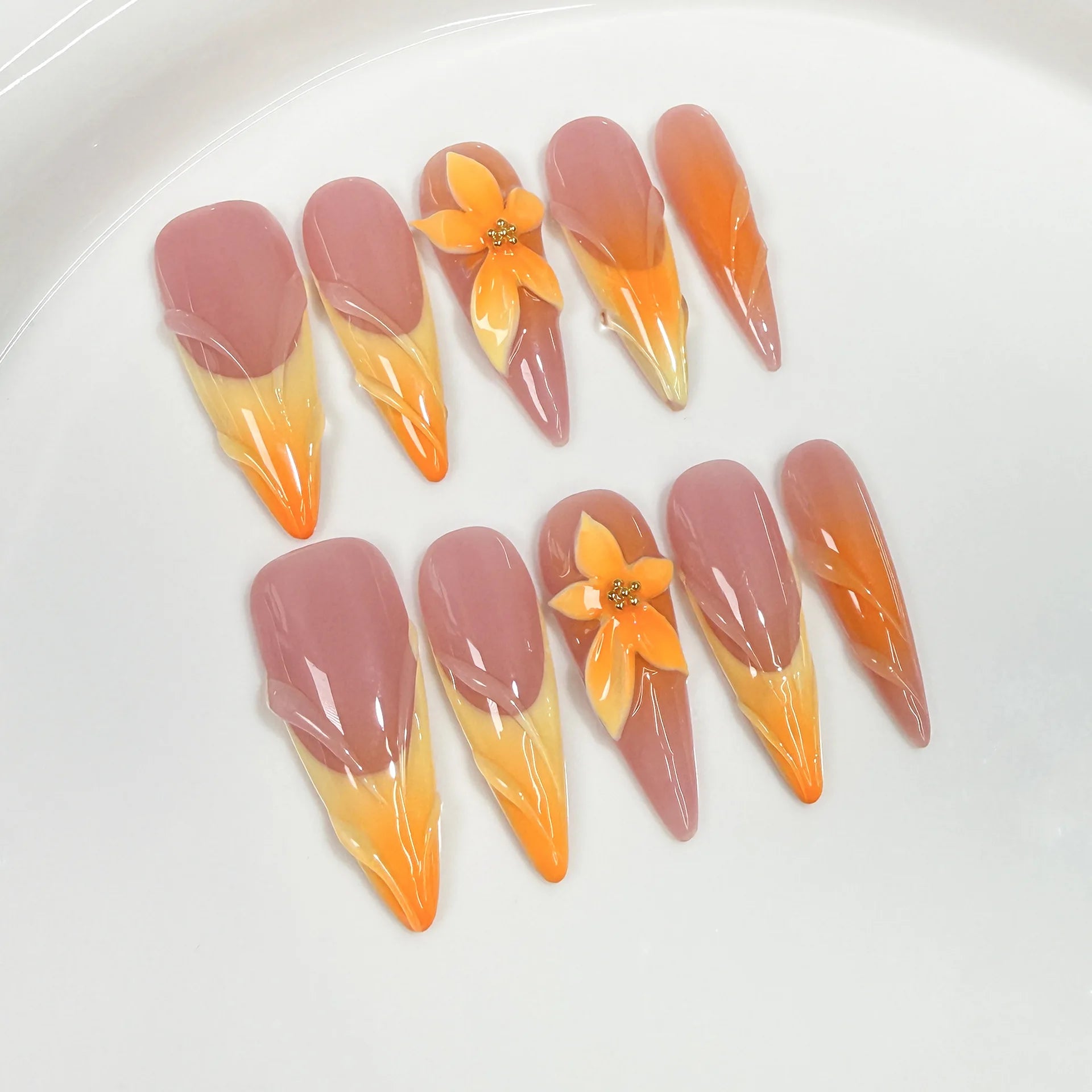 Summer Stiletto Press-On Nails ☀️🌸